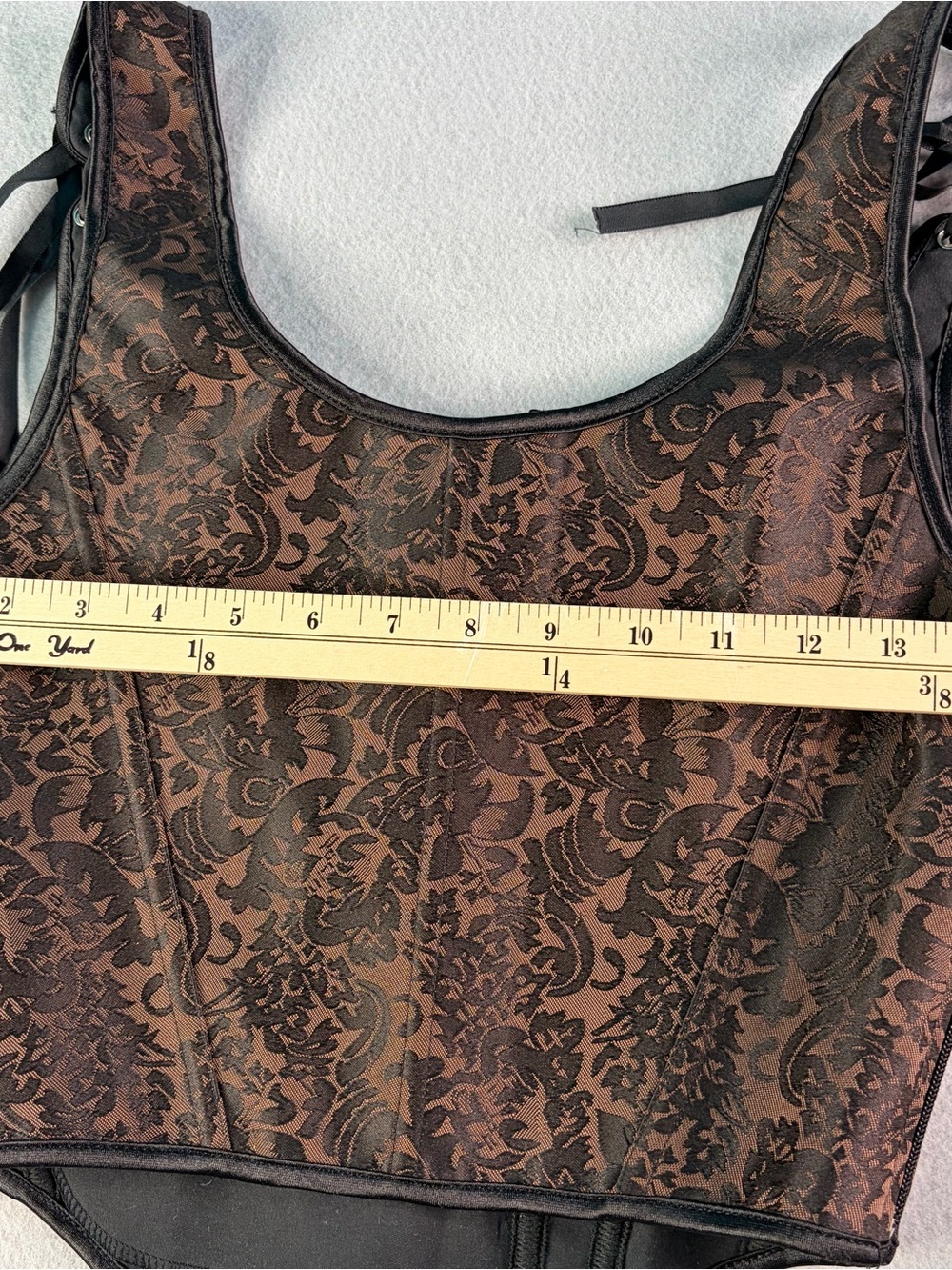 Steampunk Brown Jacquard Corset Medieval  Renaissance Festival Top Womens Medium - Picture 6 of 7